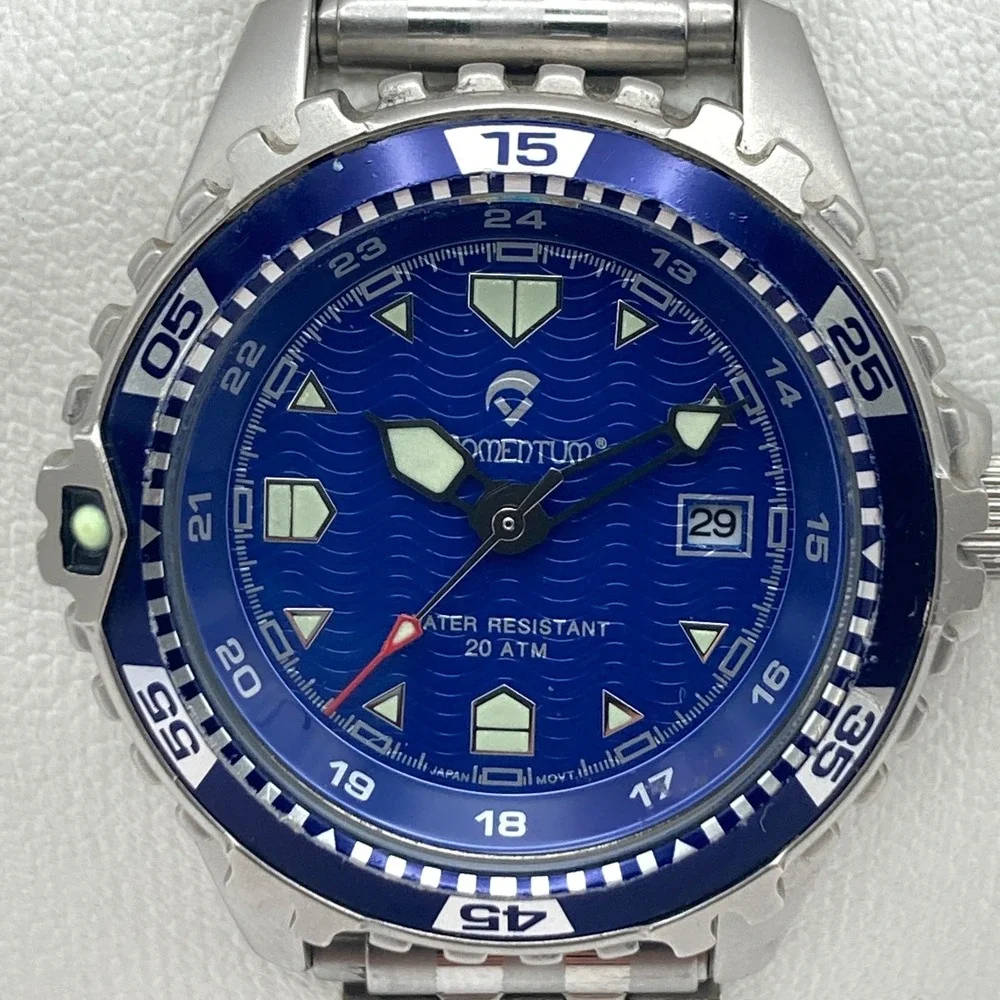 Momentum M1 Women's Diver Watch 30mm Silver Tone Blue Dial 200M New Battery 6